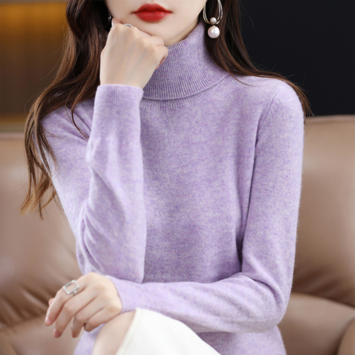 Damen Rollkragenpullover Klassisch Warm