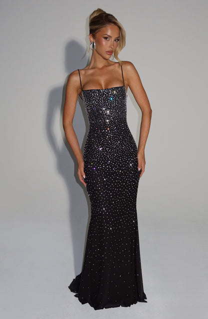 Damen Abendkleid Glitzer mit Strasssteinen Rückenschnürung Elegant - Norvielle