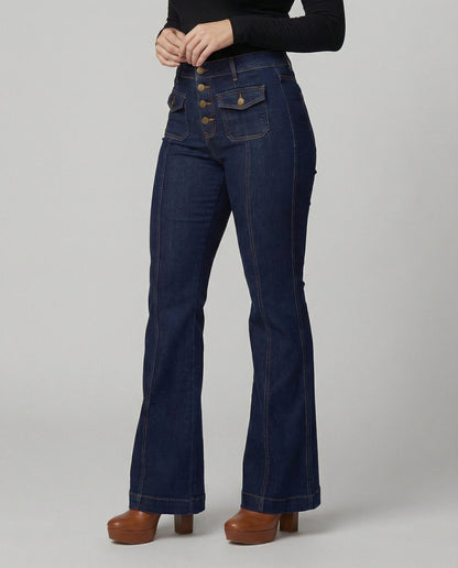 Damen High-Waist Schlagjeans Trendy - Norvielle