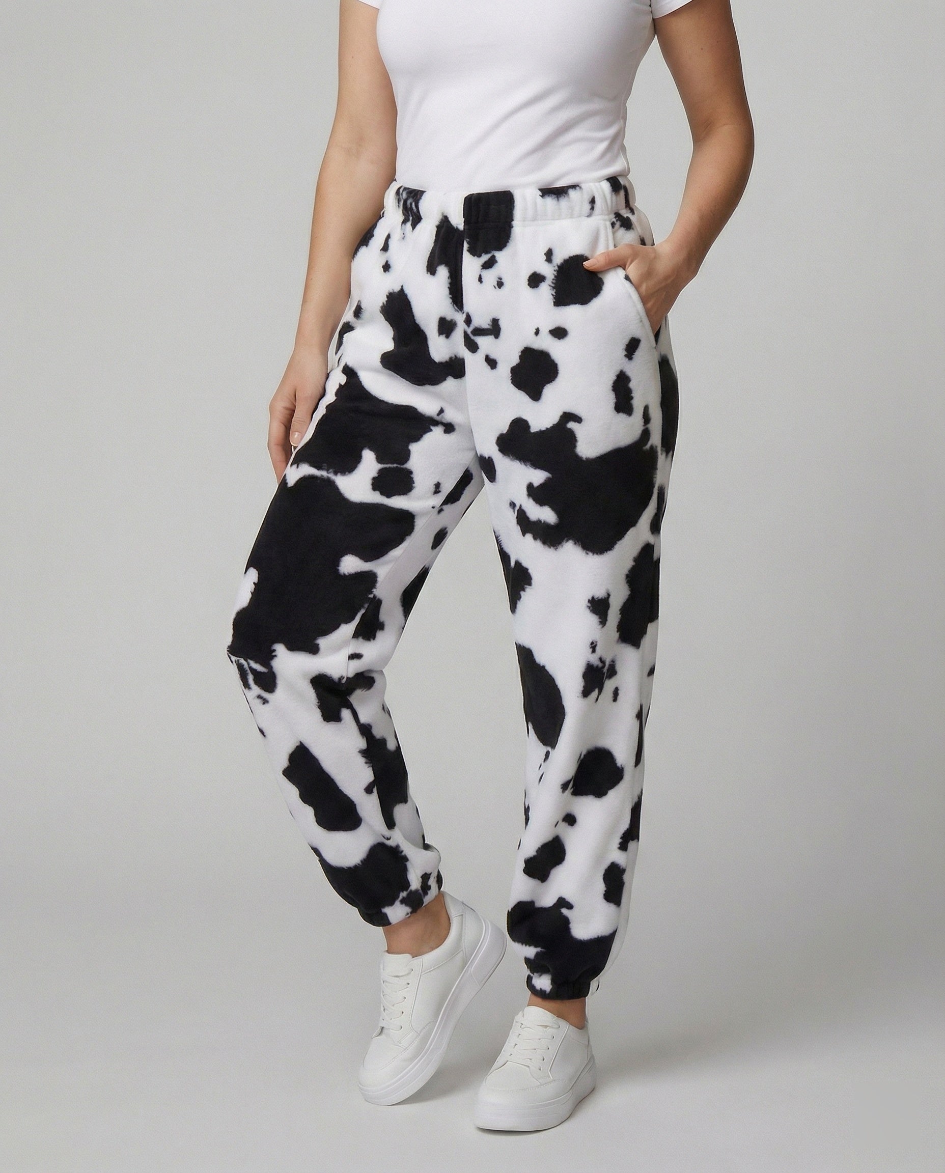 Damenhose Cowprint Elastisch Mit Bund Und Bündchen - Norvielle