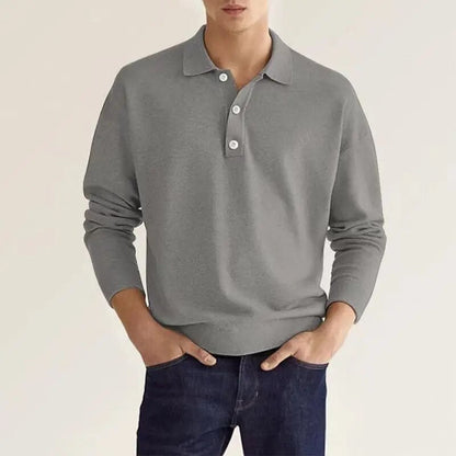 Herren Langarm-Poloshirt Klassisch Weiß - Norvielle