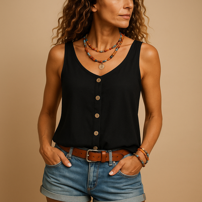 Damen Ärmelloses Oberteil V-Ausschnitt Sommer Tops