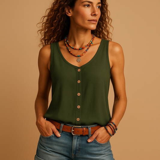 Damen Ärmelloses Oberteil V-Ausschnitt Sommer Tops - Norvielle