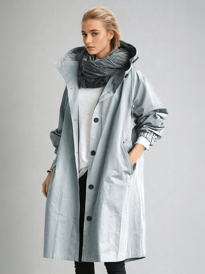 Damen Trenchcoat Wasserabweisend Lang