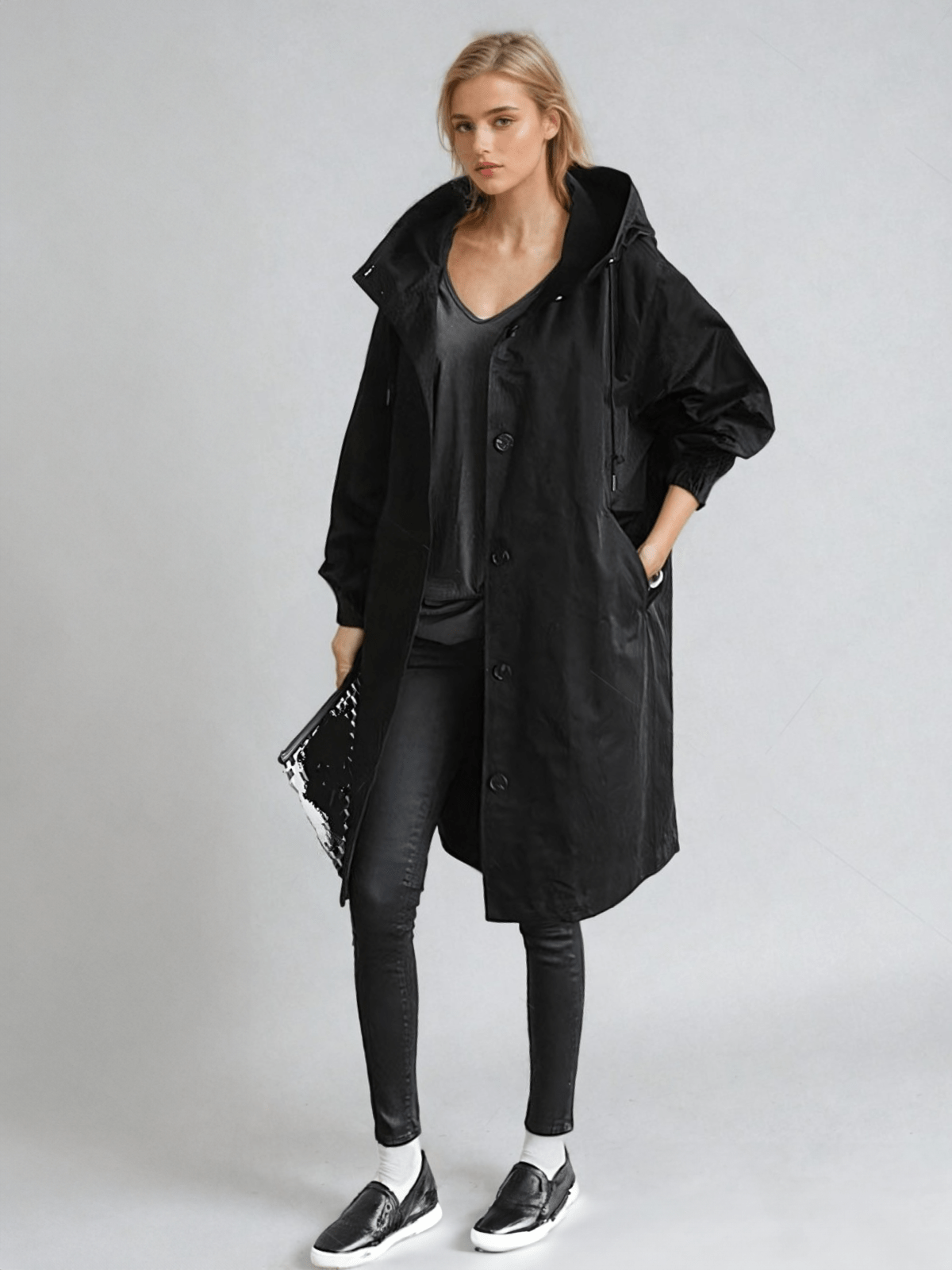 Damen Trenchcoat Wasserabweisend Lang