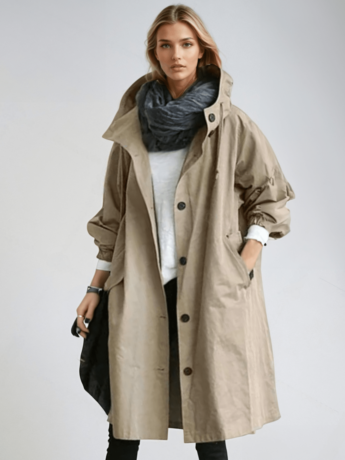 Damen Trenchcoat Wasserabweisend Lang
