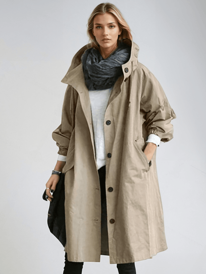 Damen Trenchcoat Wasserabweisend Lang