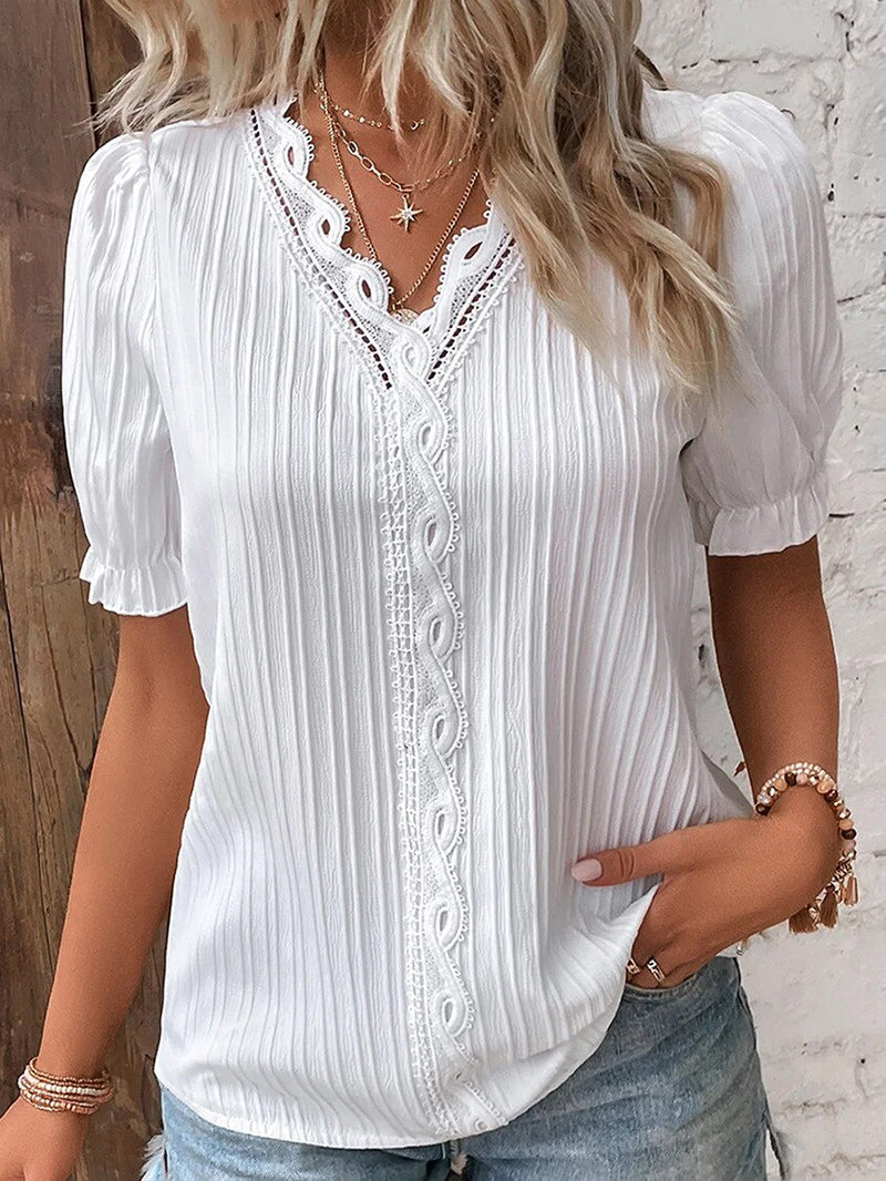 Damen Bluse Kurzarm Sommerleicht Elegante Bluse - Norvielle