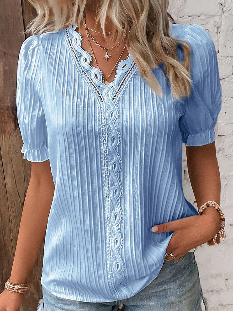 Damen Bluse Kurzarm Sommerleicht Elegante Bluse