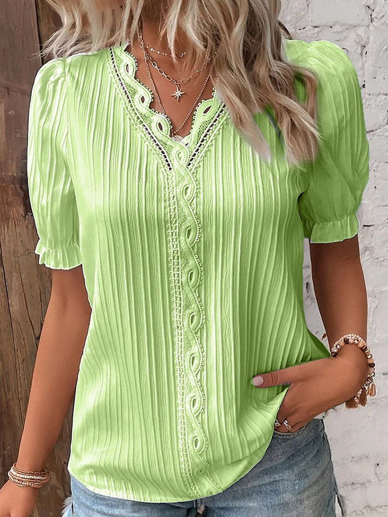 Damen Bluse Kurzarm Sommerleicht Elegante Bluse