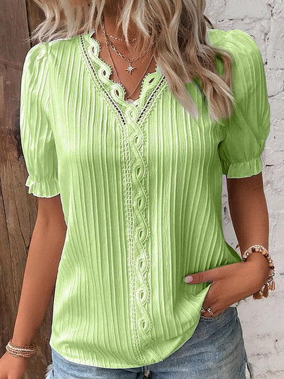 Damen Bluse Kurzarm Sommerleicht Elegante Bluse