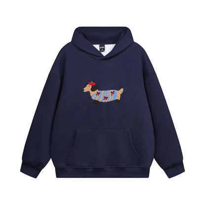 Dackel Hoodie Weich Bequem Mit Stickerei