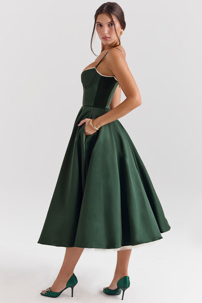 Damenkleid Midi mit Korsett-Oberteil und Rock