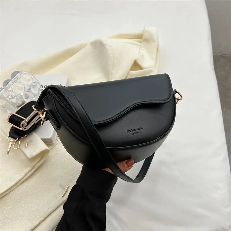 Elegante Damen Umhängetasche Leder Schwarz - Norvielle