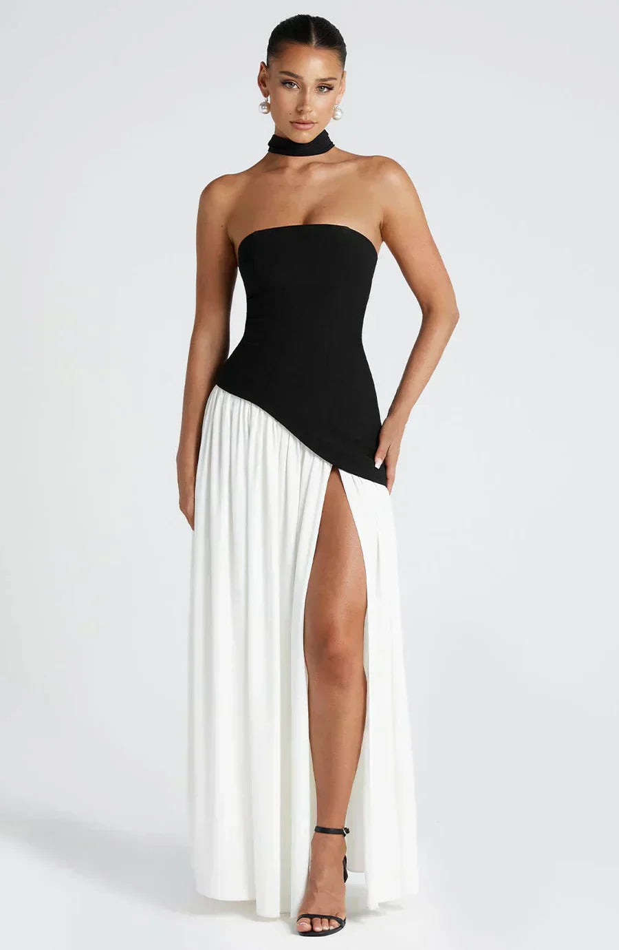 Damen Asymmetrisches Maxi-Kleid Elegant Hochzeitsgast