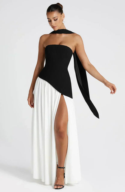 Damen Asymmetrisches Maxi-Kleid Elegant Hochzeitsgast