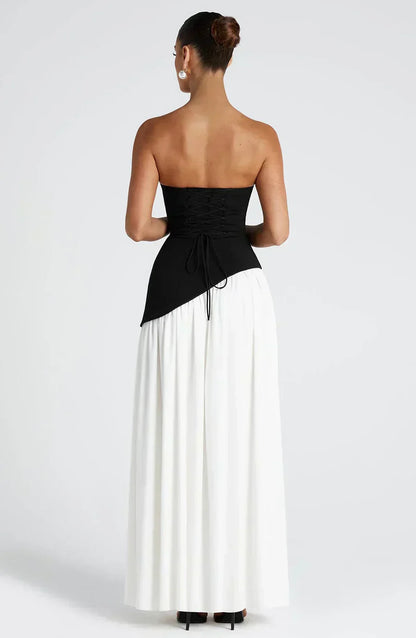 Damen Asymmetrisches Maxi-Kleid Elegant Hochzeitsgast