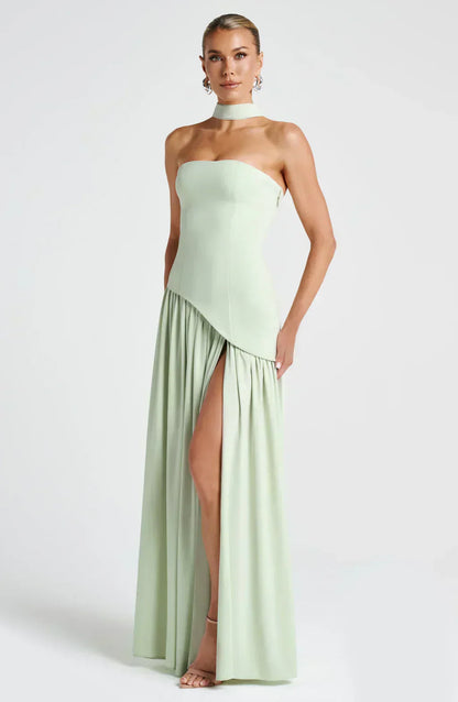 Damen Asymmetrisches Maxi-Kleid Elegant Hochzeitsgast