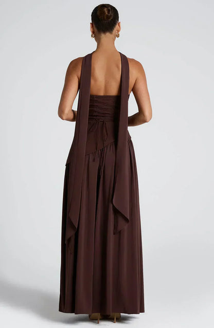 Damen Asymmetrisches Maxi-Kleid Elegant Hochzeitsgast