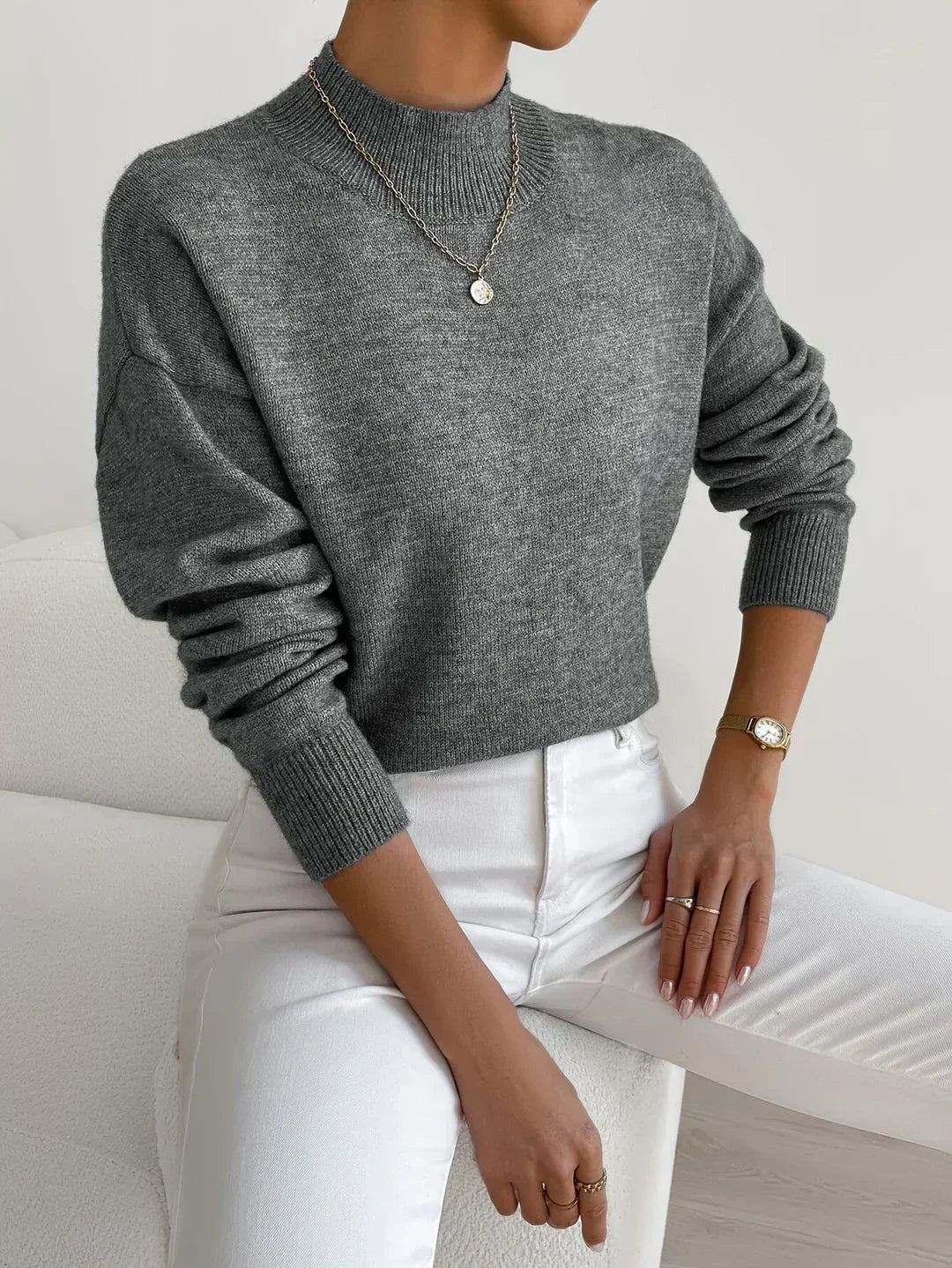 Damen Pullover Eleganter Rollkragen Weich