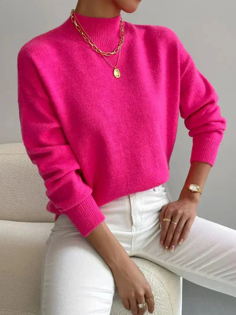 Damen Pullover Eleganter Rollkragen Weich