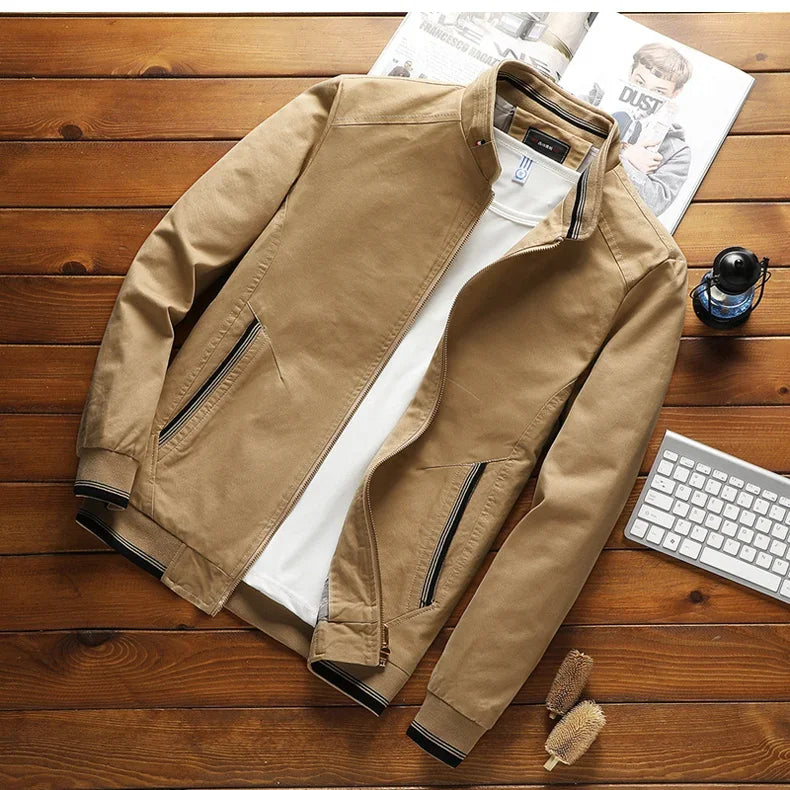 Herren Bomberjacke Baumwolle Stehkragen Modern