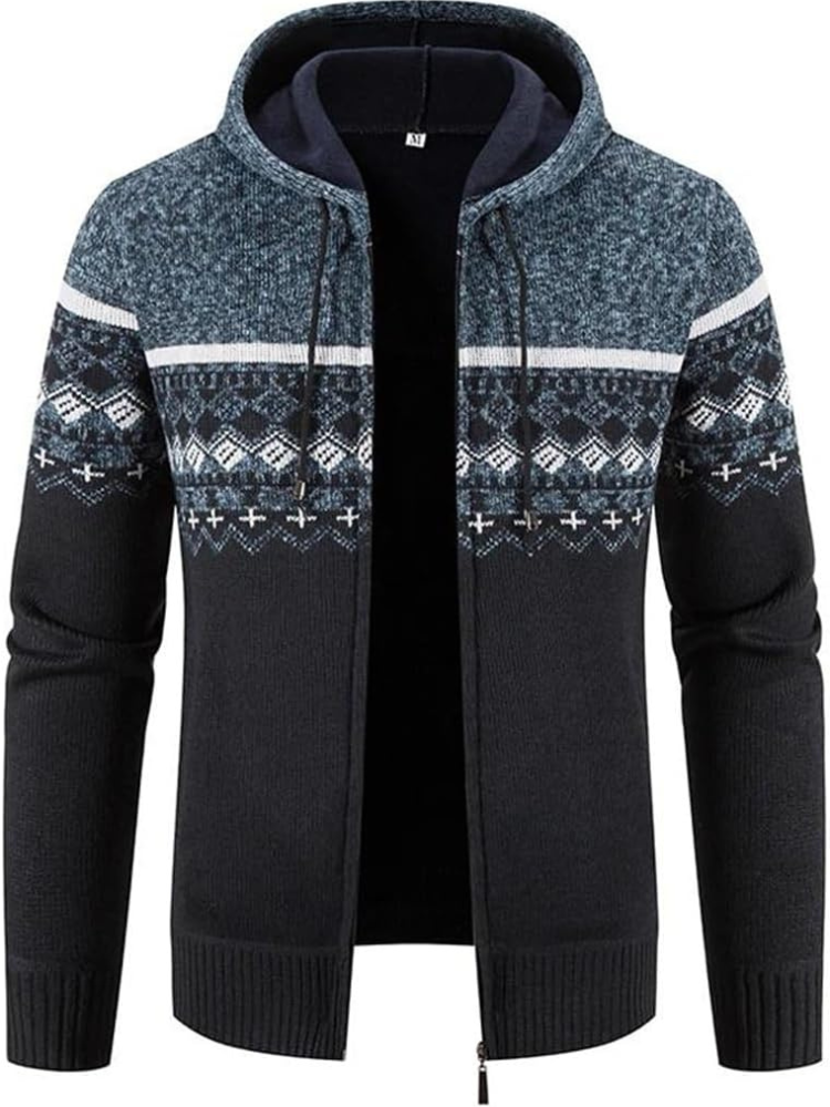 Herren Winterjacke Kapuzenjacke Reißverschluss Streifen Warm wird