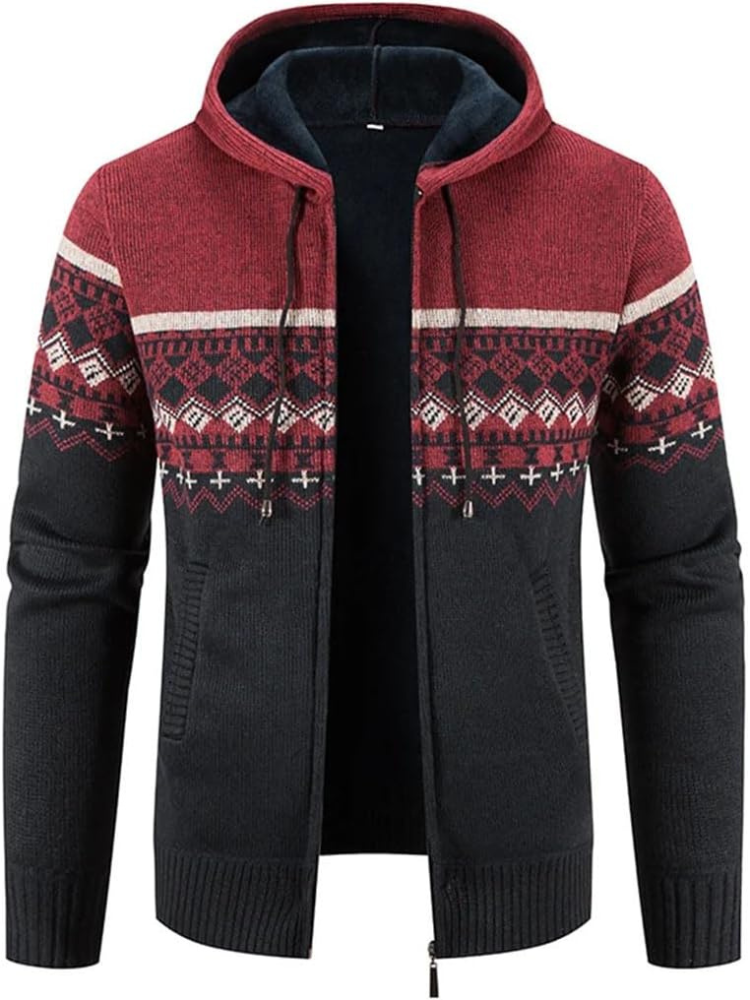 Herren Winterjacke Kapuzenjacke Reißverschluss Streifen Warm wird
