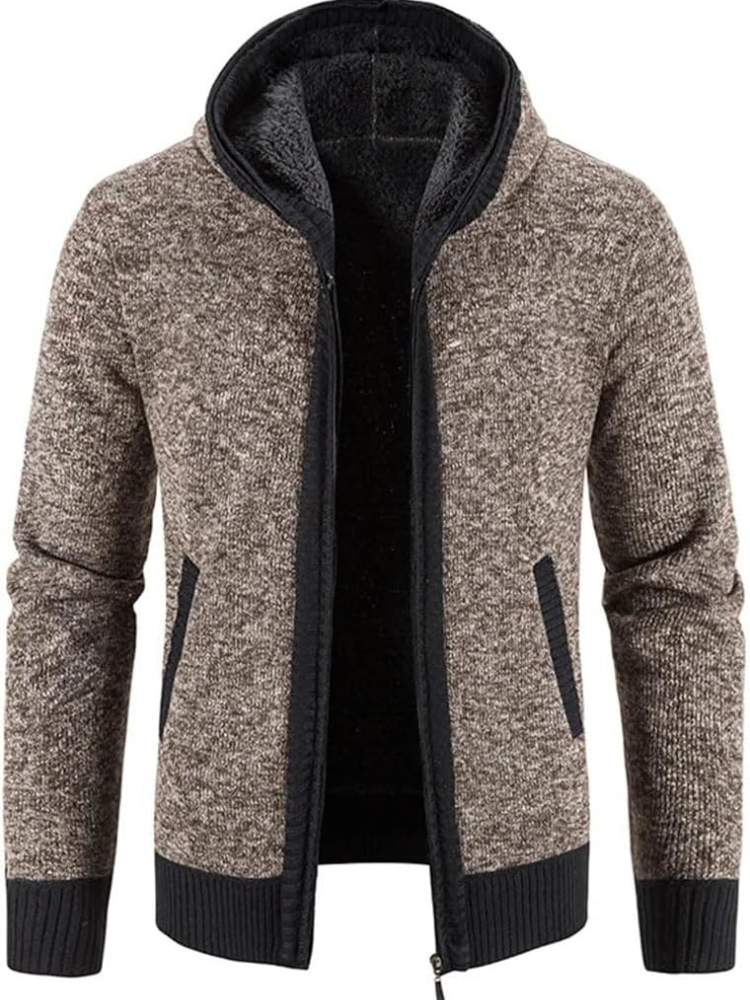 Herren Winterjacke Kapuzenjacke Reißverschluss Streifen Warm wird