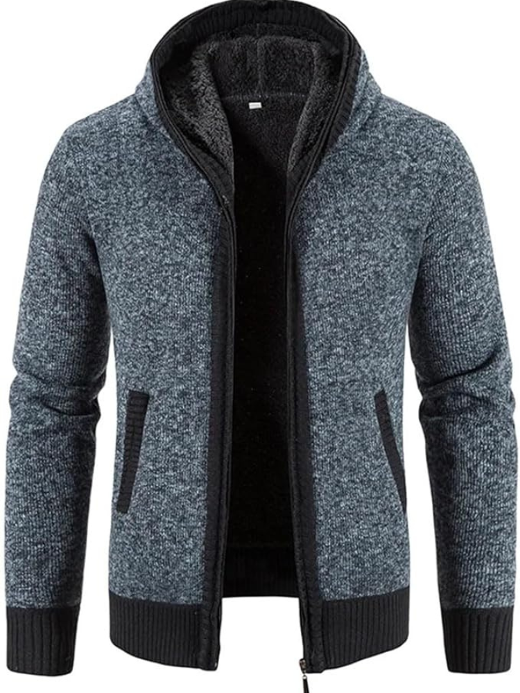 Herren Winterjacke Kapuzenjacke Reißverschluss Streifen Warm wird