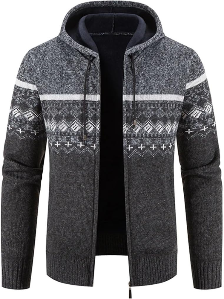 Herren Winterjacke Kapuzenjacke Reißverschluss Streifen Warm wird