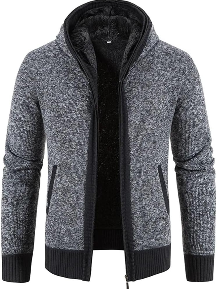 Herren Winterjacke Kapuzenjacke Reißverschluss Streifen Warm wird