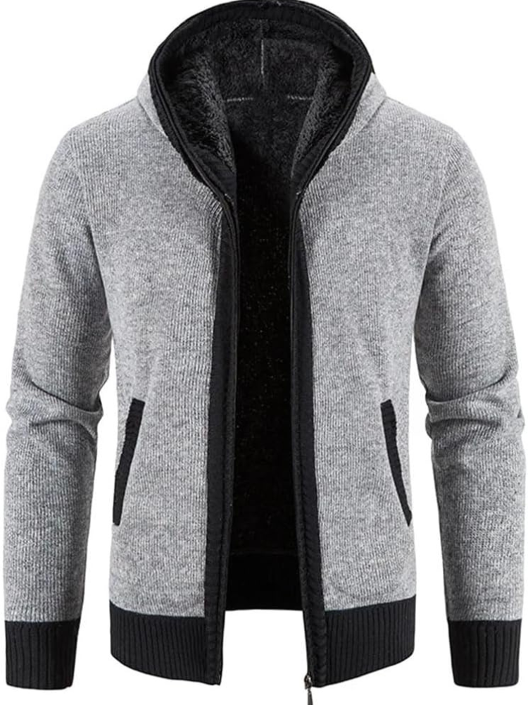 Herren Winterjacke Kapuzenjacke Reißverschluss Streifen Warm wird