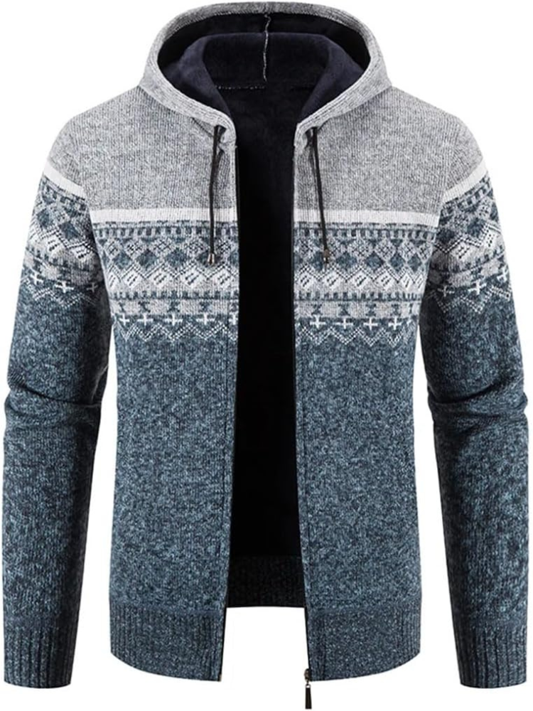 Herren Winterjacke Kapuzenjacke Reißverschluss Streifen Warm wird