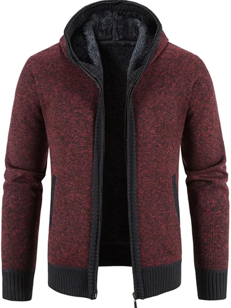 Herren Winterjacke Kapuzenjacke Reißverschluss Streifen Warm wird