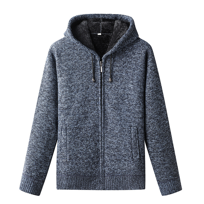 Herren Strickjacke mit Kapuze und Reißverschluss Warm