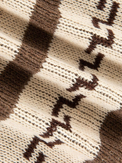 Herren Strickjacke Muster Schalkragen Frühling