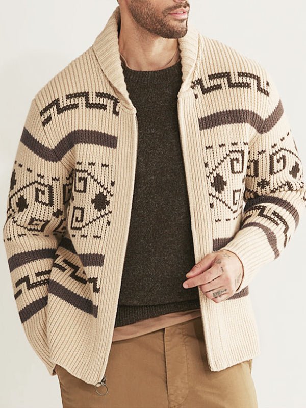 Herren Strickjacke Muster Schalkragen Frühling - Norvielle