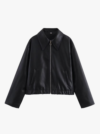 Damen Kunstlederjacke Weinrot Modern