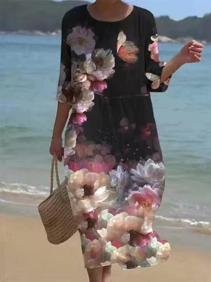 Elegantes Damen Sommerkleid Bauchfrei Blumenmuster