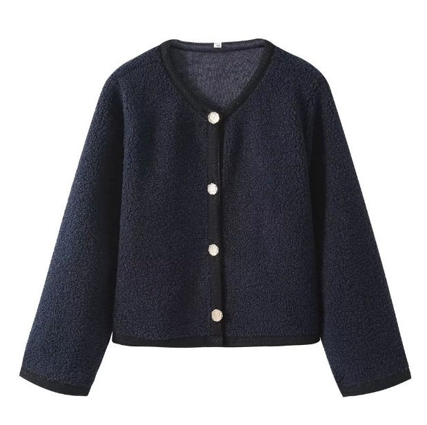 Damen Teddyjacke Weich Knöpfe Strickcardigan