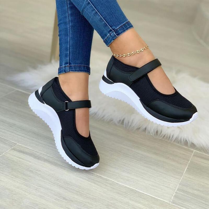 Damen Sneaker Atmungsaktives Mesh Bequem Klettverschluss