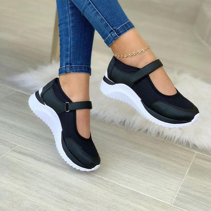 Damen Sneaker Atmungsaktives Mesh Bequem Klettverschluss