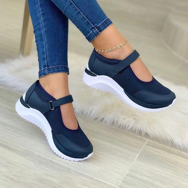 Damen Sneaker Atmungsaktives Mesh Bequem Klettverschluss