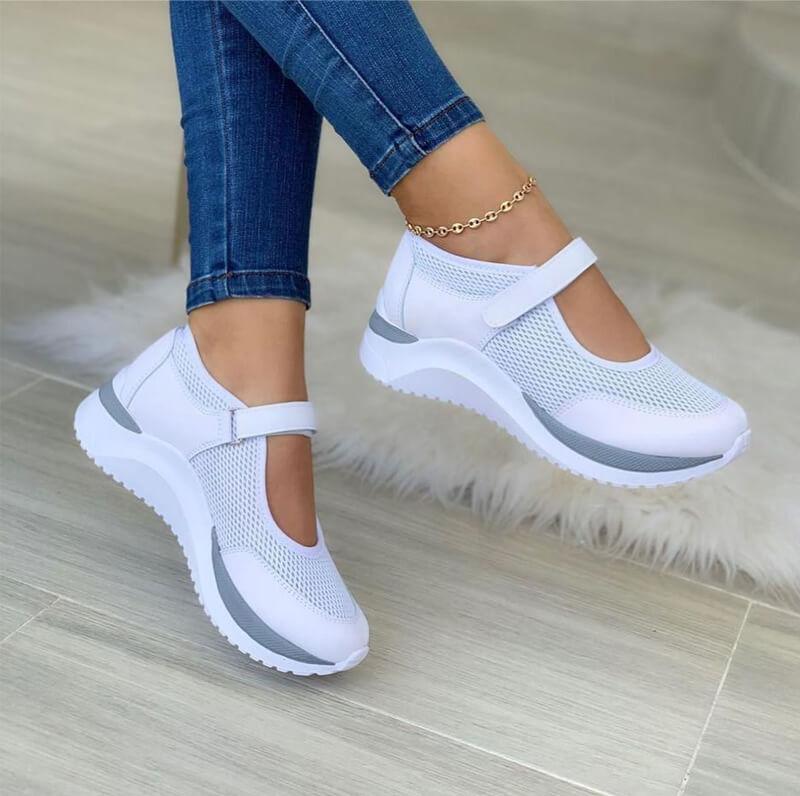 Damen Sneaker Atmungsaktives Mesh Bequem Klettverschluss