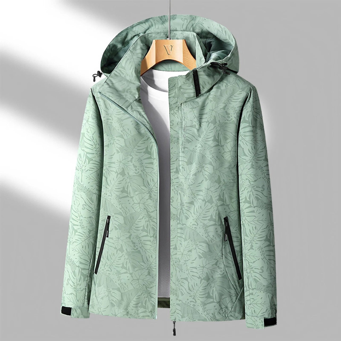 Damen Winterjacke Kapuze Blattmuster
