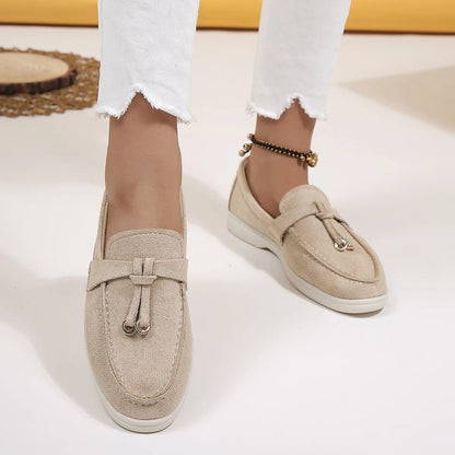Damen Loafers Bequem Leder