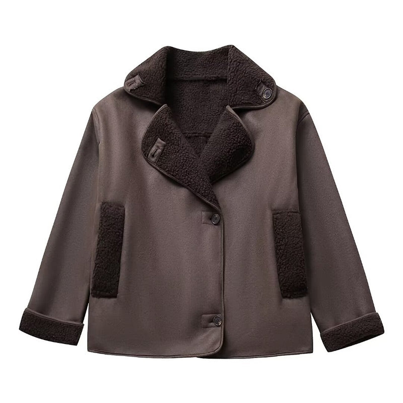 Velourslederjacke Damen Fleecefutter