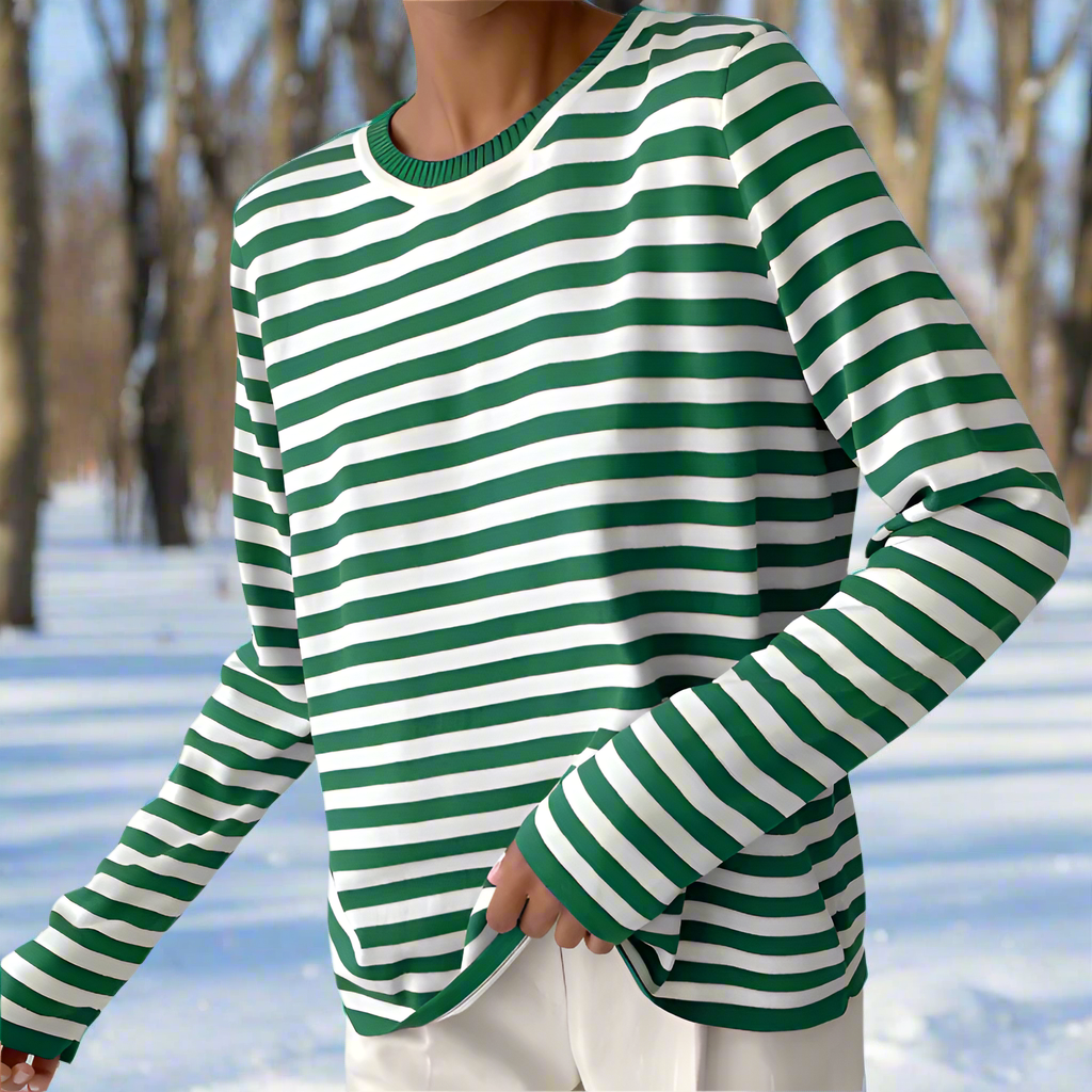 Damen Langarmshirt Gestreift Modern Lässig