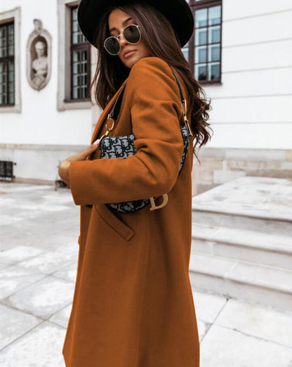 Damen Burgunder Eleganter Wintermantel